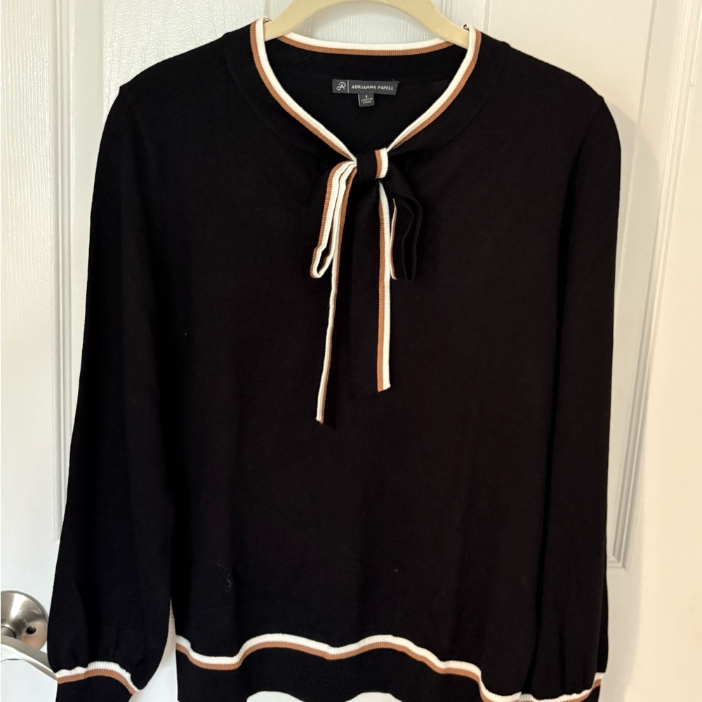 Adrianna Papell Black Blouse with Bow Accent